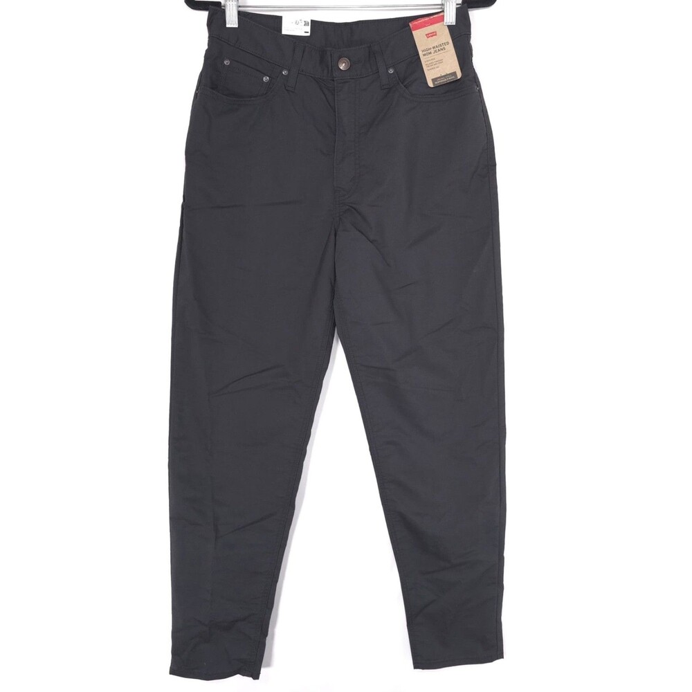 LEVIS New Women's High Waisted Mom Jeans 29x30 Black Tapered Leg‎ Stretch